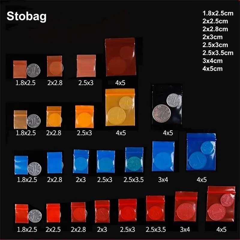 

StoBag 100pcs Color Small Mini Ziplock Bags Clear Sealing Jewelry Food Packaging Clear Pouch Storage Waterproof Reusable Plastic