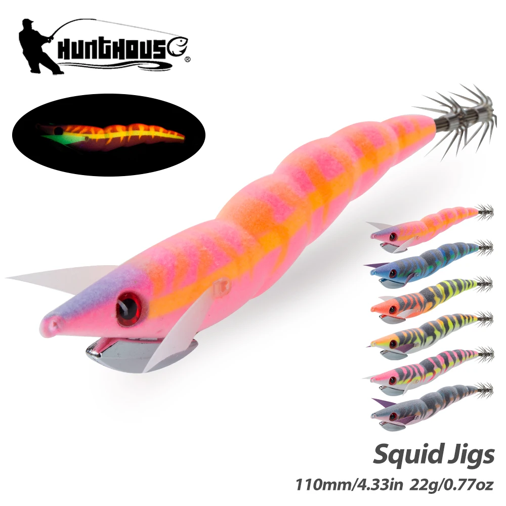 

Hunthouse Squid Jigging Fishing Lures 110mm 22g Surface Sticky Velvet For Sinking Luminous Hard Bait Octopus Cuttlefish Tackle