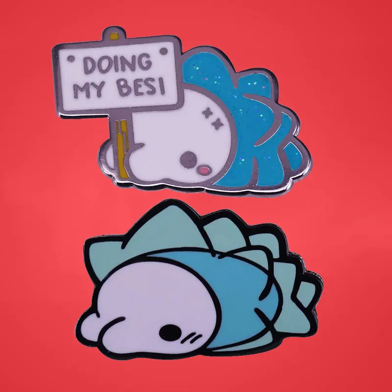 Doing My Best Hard Enamel Pin Kawaii Animal Brooch Cartoon Pokemon Snow Elves Medal Jewelry Video Games Fans Gifts