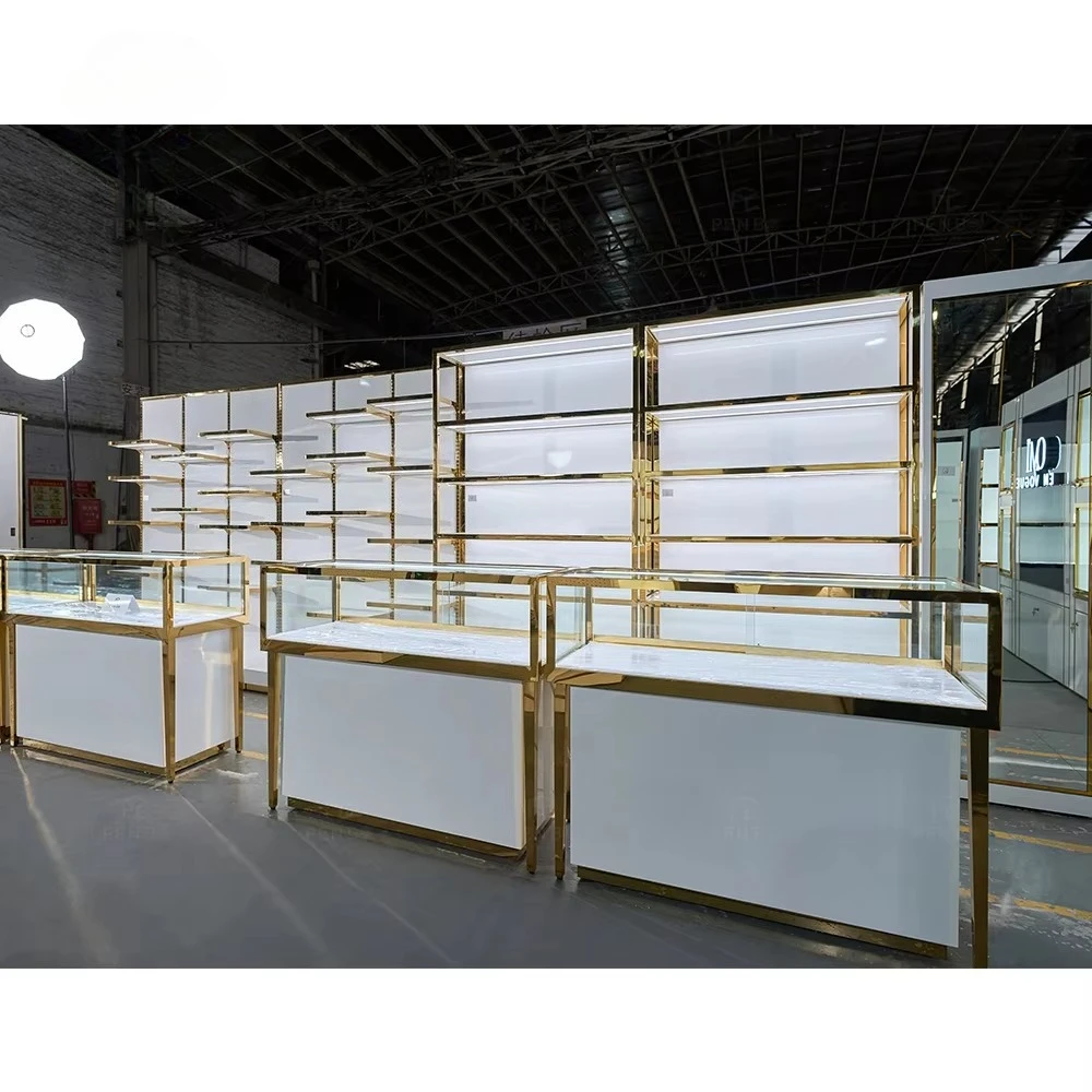 

Custom Wall Mounted Adjustable Floating Shelves Minimalist Jewelry showcase Display Cabinet for Jewelry Shop