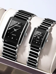 Vierkante Eenvoudige Sfeervolle Nieuwe Paar Horloge Modieuze Lichte Luxe High-End Stalen Band Pointer Stijl Heren En Dames Horloge