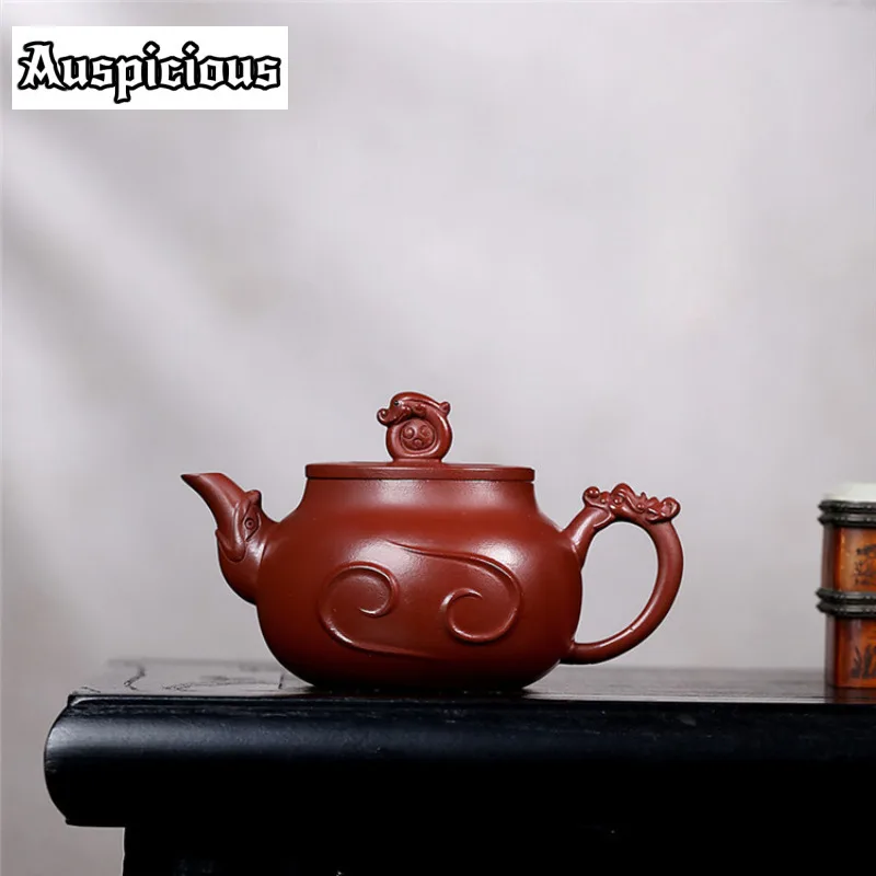 210ml Antique Yixing Purple Clay Teapots Handmade Flood Dragon Pot Raw Ore Dahongpao Mud Tea Making Kettle Chinese Zisha Tea Set