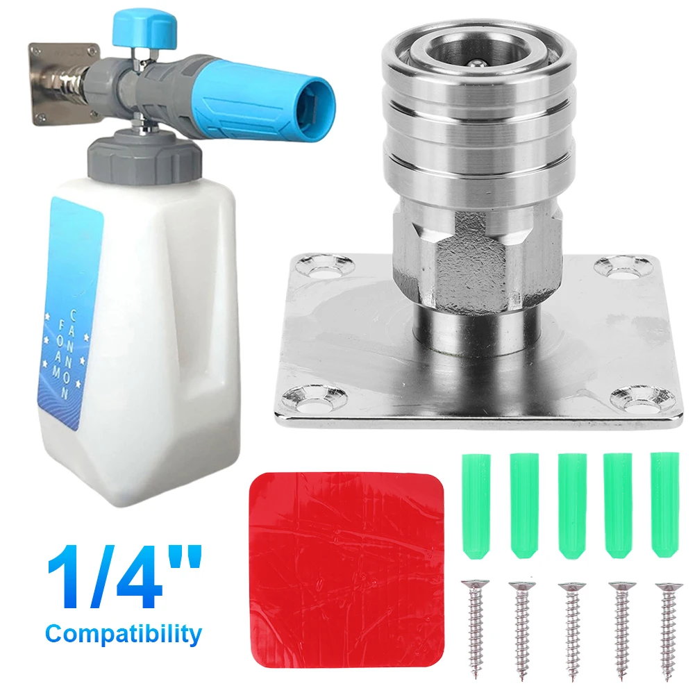 Foam Cannon Nozzle Water Gun Holder 1/4 Quick Connector Wall Mountable Pressure Washer Accessories Non Self-Locking Storage Rack