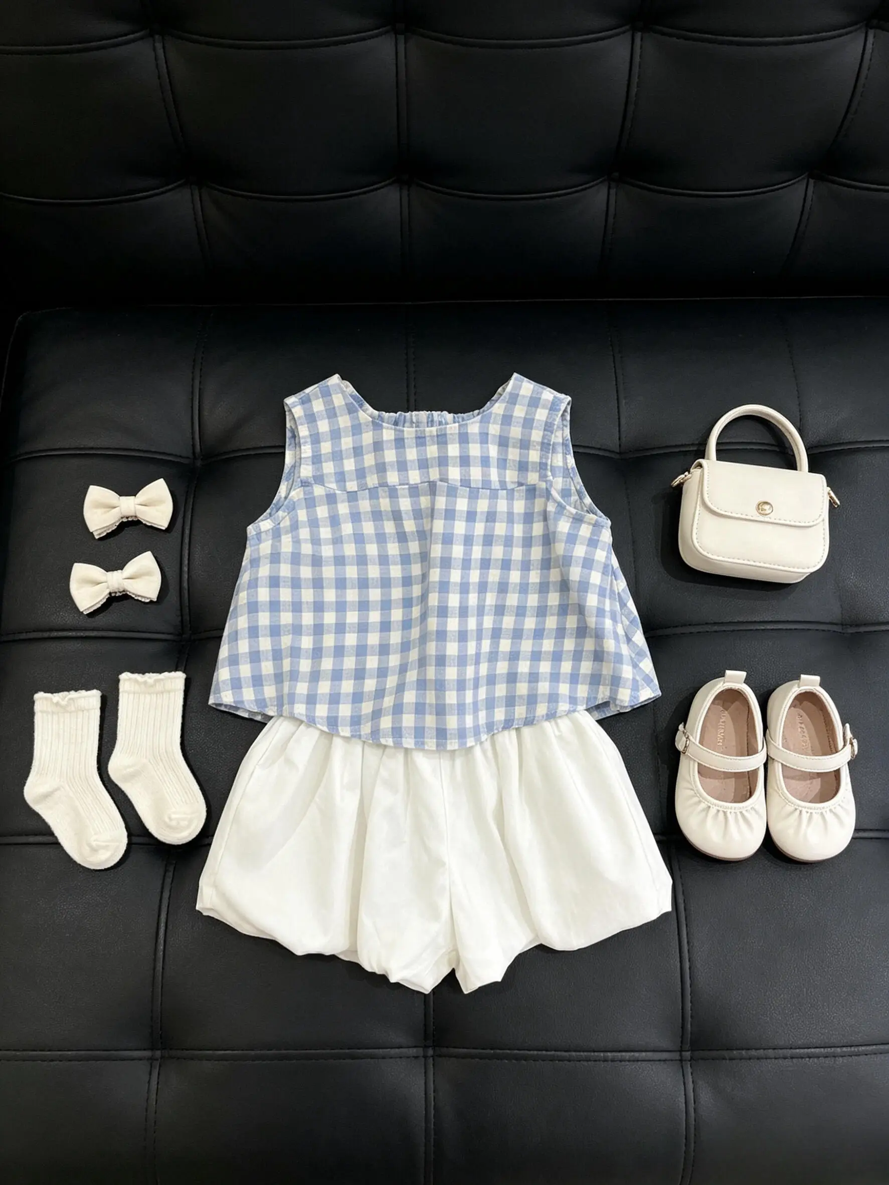 

Stylish Girls Outfit Spring Summer 2026 Sweet Doll Shirt And Bloomer Shorts Two Piece Set Children's Fashion Clothing