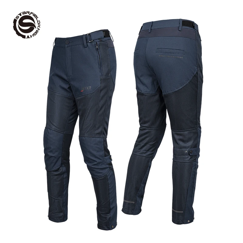 SFK New Blue Motorcycle Riding Pants Summer Mesh Breathable Men's Trousers With Removable CE Protective Armor Gears Accessories