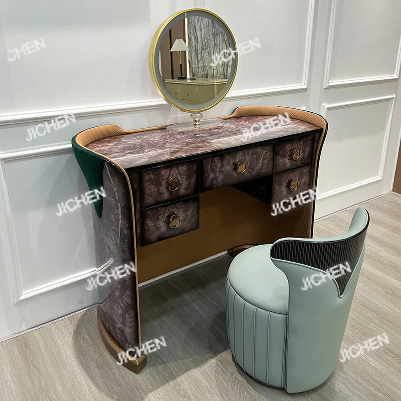 

Итальянский легкий роскошный комод из цельного дерева, Интернет-знаменитости, стиль принцессы, вилла премиум-класса, дуплексный комод, столик для макияжа с узором дерева