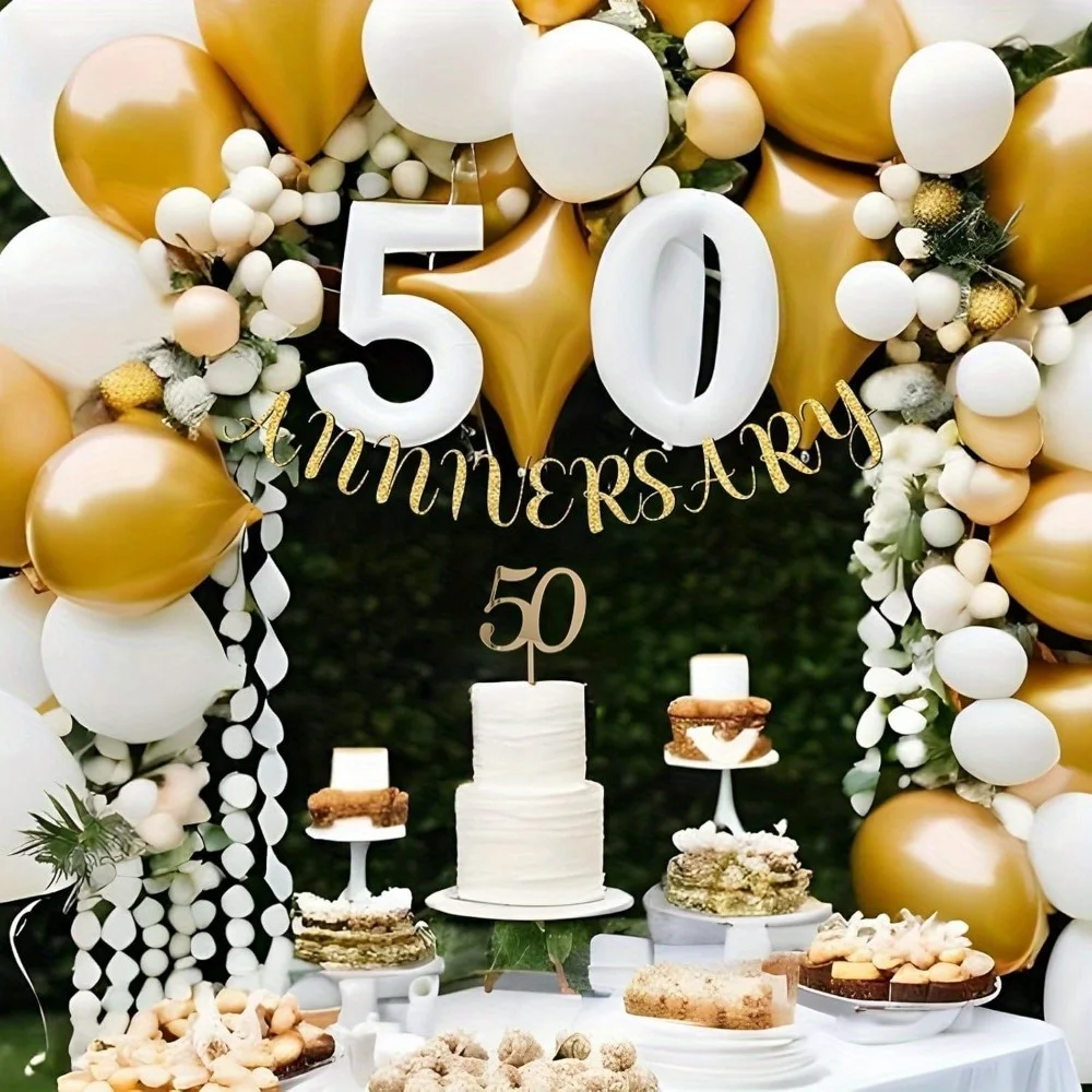 1 Stück goldener Kuchenaufsatz zum 50. Geburtstag – elegante Acryl-Jubiläumsdekoration – Hochzeit – Premium-Kuchendekorationszubehör – 1 Stück – Detail 6