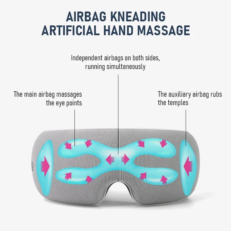هدايا عيد الميلاد، مدلك عين موسيقي مضغوط ساخن قابل للطي، آلة تدليك العين الكهربائية بضغط الهواء للاسترخاء والعين شحن سريع #5