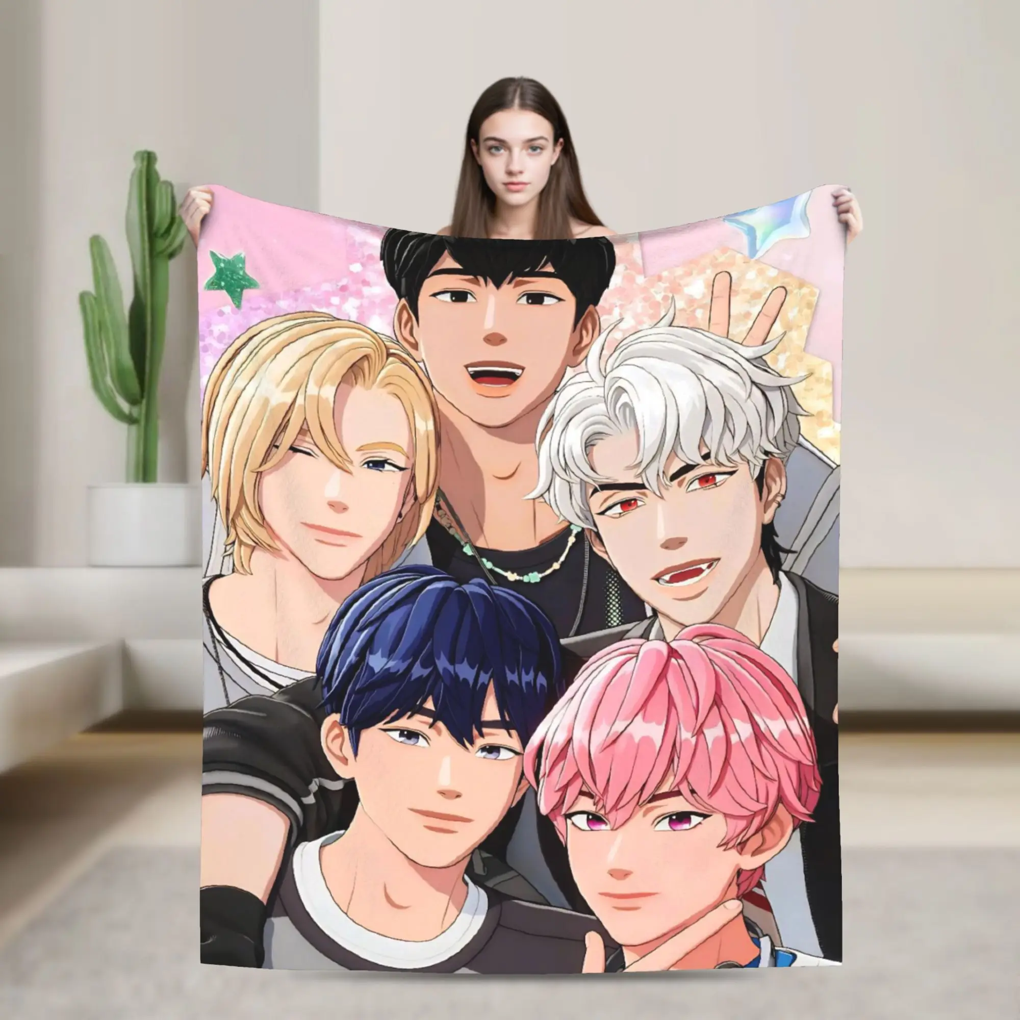 Kpop PLAVE Caligo pt  Blankets Soft Funny Plush Throw Blanket For Couch Chair Sofa Bed Travel Office Flannel Bedspread Bed Cover