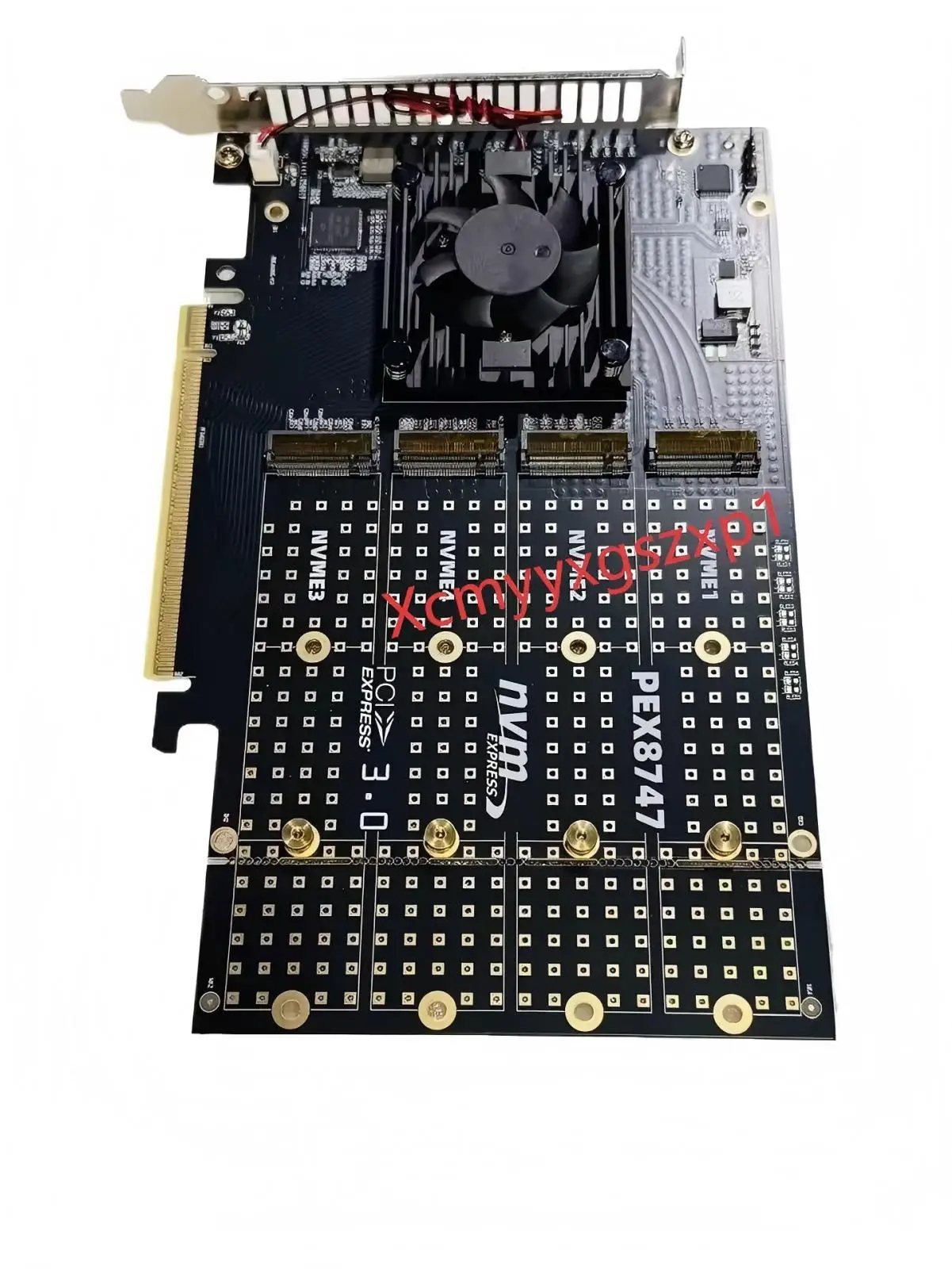 1pcs PCIe 3.0 X16 PLX8747 to 4 Port M.2 NVMe SSD Adapter Expansion Card Mkey Nvme