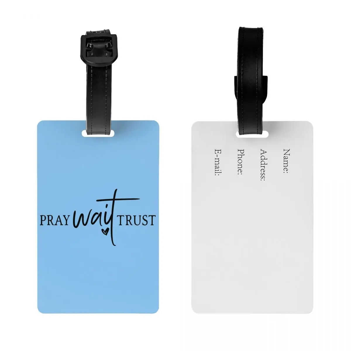 Pray Wait Trust Luggage Tag for Suitcases Jesus Christian Quote Privacy Cover ID Label