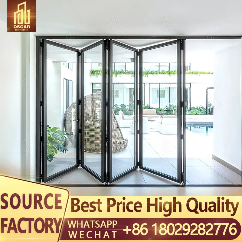 Exterior Door Flush Aluminum Double Glass Door