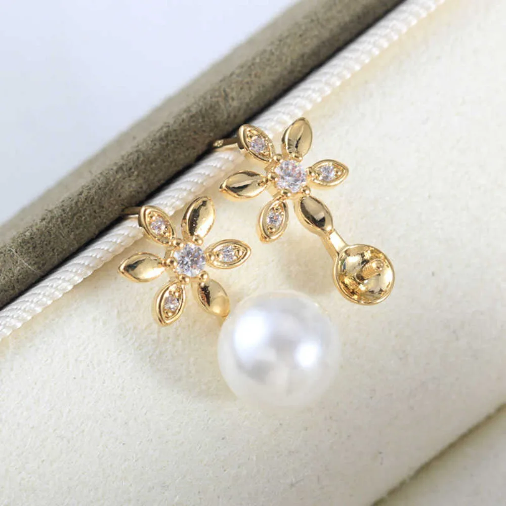 

10PCS S925 Sterling Silver Needle 18K Gold Wrapped Plated Brass Earring Settings Diy Jewelry Pearl Earrings Accessories