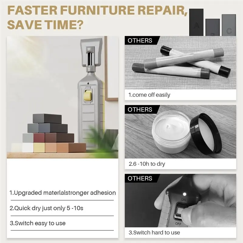 DTA4-Floor Repair Kit 11-Color Floor Wax Blocks And 8-Color Furniture Markers For Wood Furniture Restoration