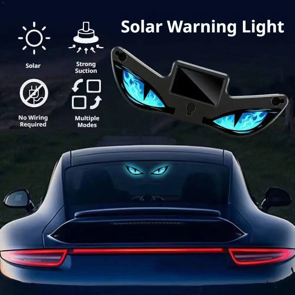 Solar Powered Car Neon Light Cool Demon Eye Led Ambient Light with Suction Cup USB Rechargeable Atmosphere Breathing Lamp