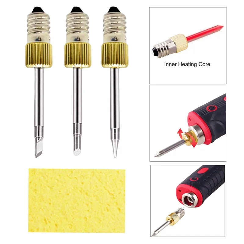 

AS94-2 Pcs Soldering Iron Tip With Sponge E10 Interface Welding Tips USB Soldering Tip Soldering Tools Set