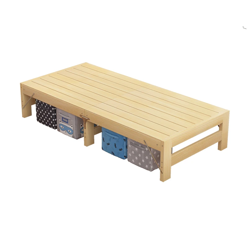 Customized simple solid wood economy family folding bed for elderly and children, widened bedside care