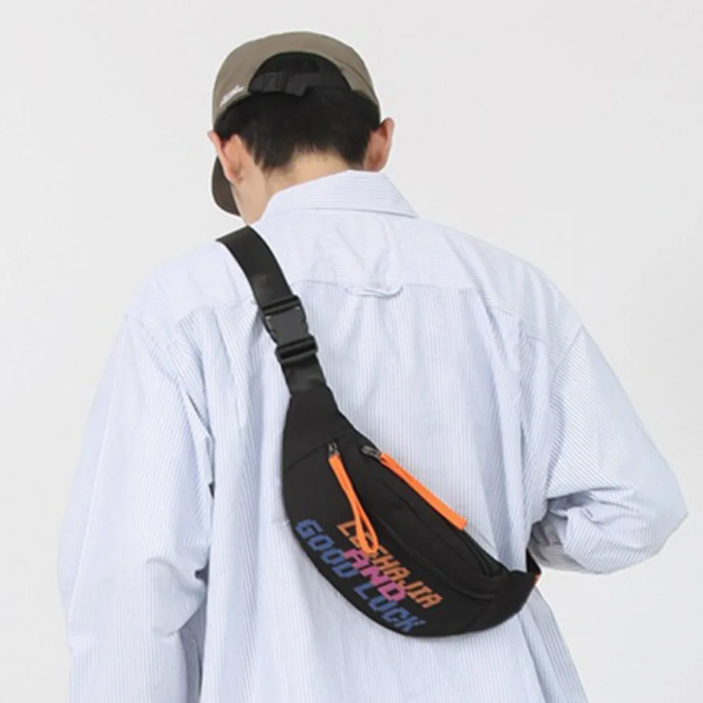 Fashion Large Capacity Sports Chest Bag Color Contrast Waterproof Man's Fanny Pack Phone Pouch Nylon Male Waist Bag Boys