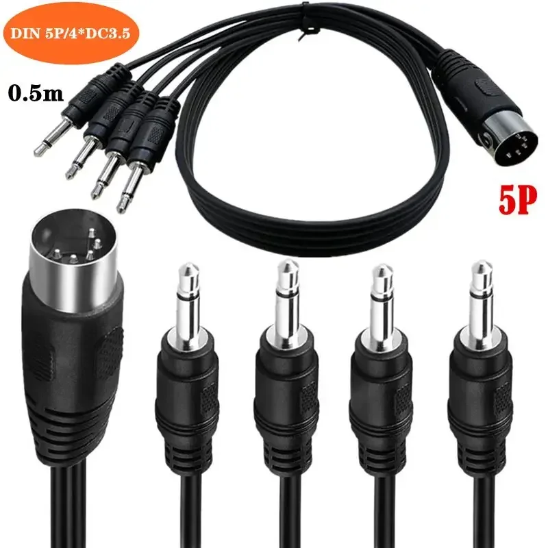 

4 X DC3.5mm Mono Audio Plug To MIDI DIN5Pin 5-Core Adapter Cable Audio Output MIDI 5-Core DIN5P 0.5M