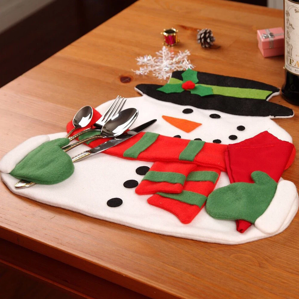 

Christmas Snowman Placemat Premium Material Cartoon Design Tableware Pad Dining Mat Protect Surface Prevent Stains Ideal Home