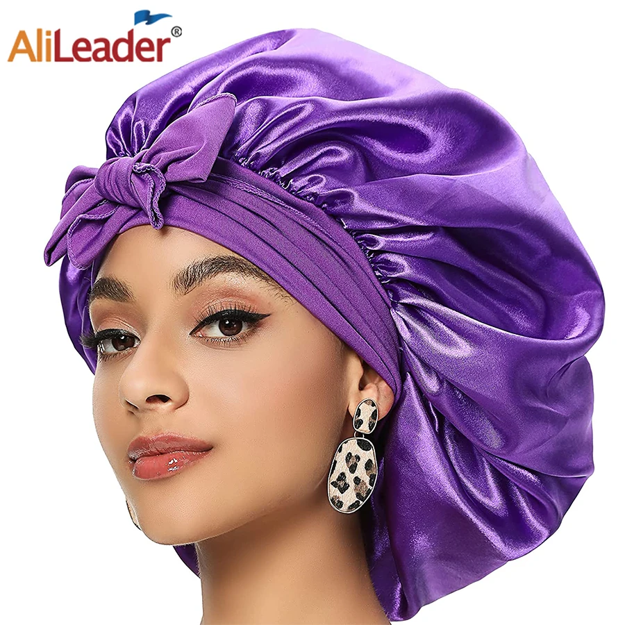 Women Satin Solid Sleeping Hat Night Sleep Cap Hair Care Bonnet Night Cap For Women Men Unisex Cap Bonnet De Nuit Cheveux Satin