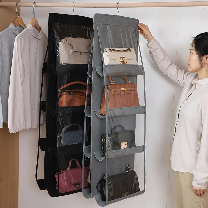 

Double Sided Bag StorageBag Multi Functional Hanging Dust Bag Grid Bag SortingBag for Cabinet Storage Closet Organizer