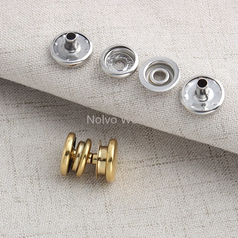 Gold,Silver Stainless Steel Metal Buttons With Slider For Sewing Handbag Bags Press Studs Snap Fastener Repair Rivet Accessories