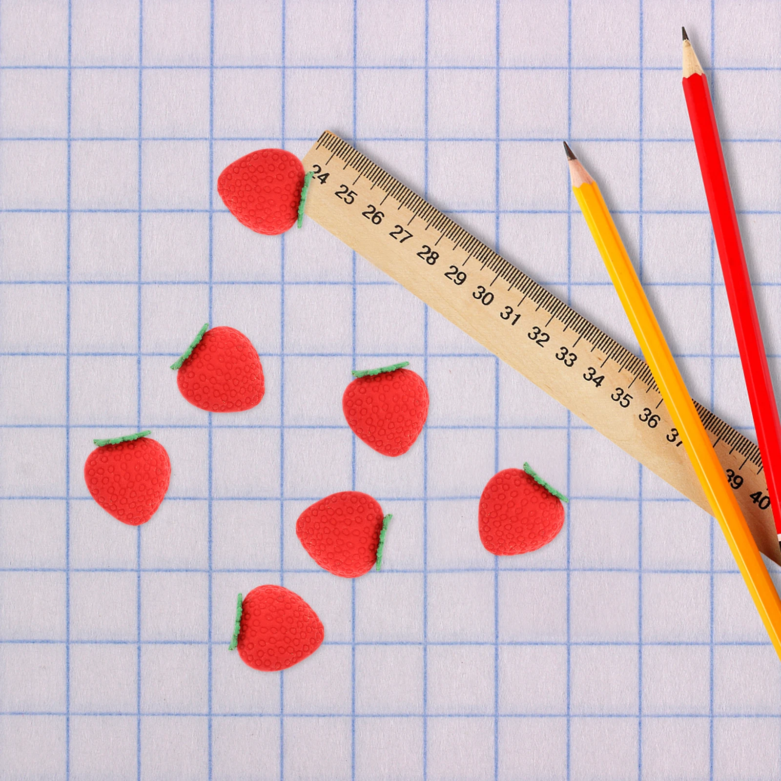 40 個イチゴ型ミニ消しゴム耐摩耗性学用品日常使用オフィスアクセサリー学生ギフト教室