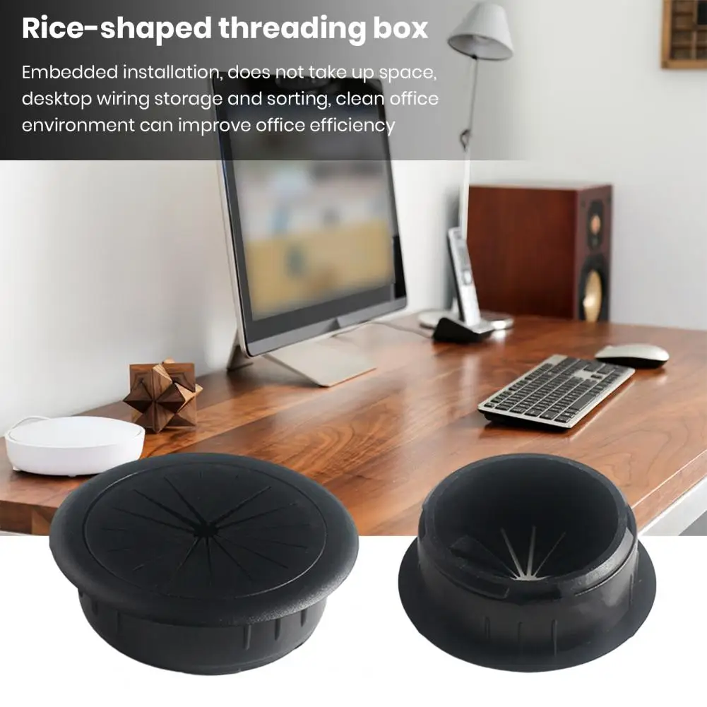 Desk Threading Box Plastic Decorative Cover for Computer Desk Threading Hole Round Rice-shaped Plate for Desktop Opening Wire