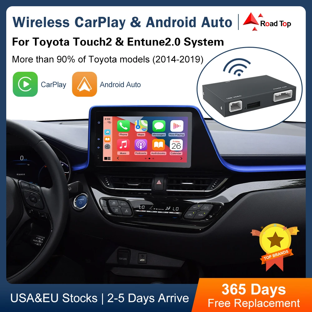 Wireless Carplay Android Auto For TOYOTA Touch2 Entune2.0 Prius C-HR Avalon Prius Sienaba Alphard Support Camera AirPlay