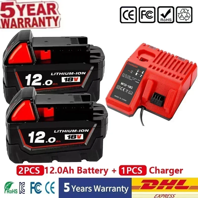 100% Voor Milwaukee M18 18V 12000mAh 18650 Lithium Vervangende Batterij Voor Milwaukee 48-11-1860 48-11-1850 48-11-1840 Gereedschapsbatterij