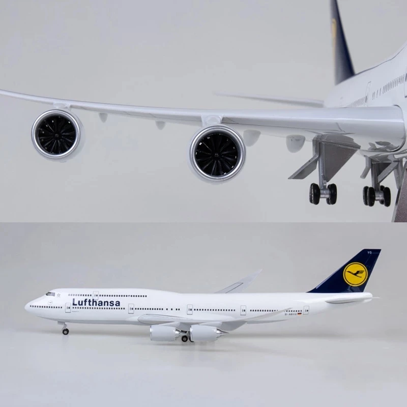 47CM 1/150スケール 747 B747 ルンダース航空 飛行機模型 ライトとホイール付き着陸装置 ダイキャストプラスチック樹脂製 子供向け
