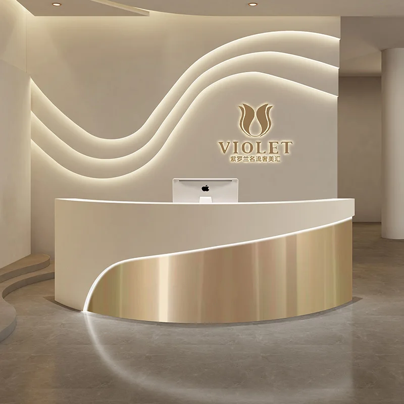 

Restaurant Front Desk Reception Counter Modern Arched Classic Reception Desks Clinic Luxury Mostrador Recepcion Office Furniture