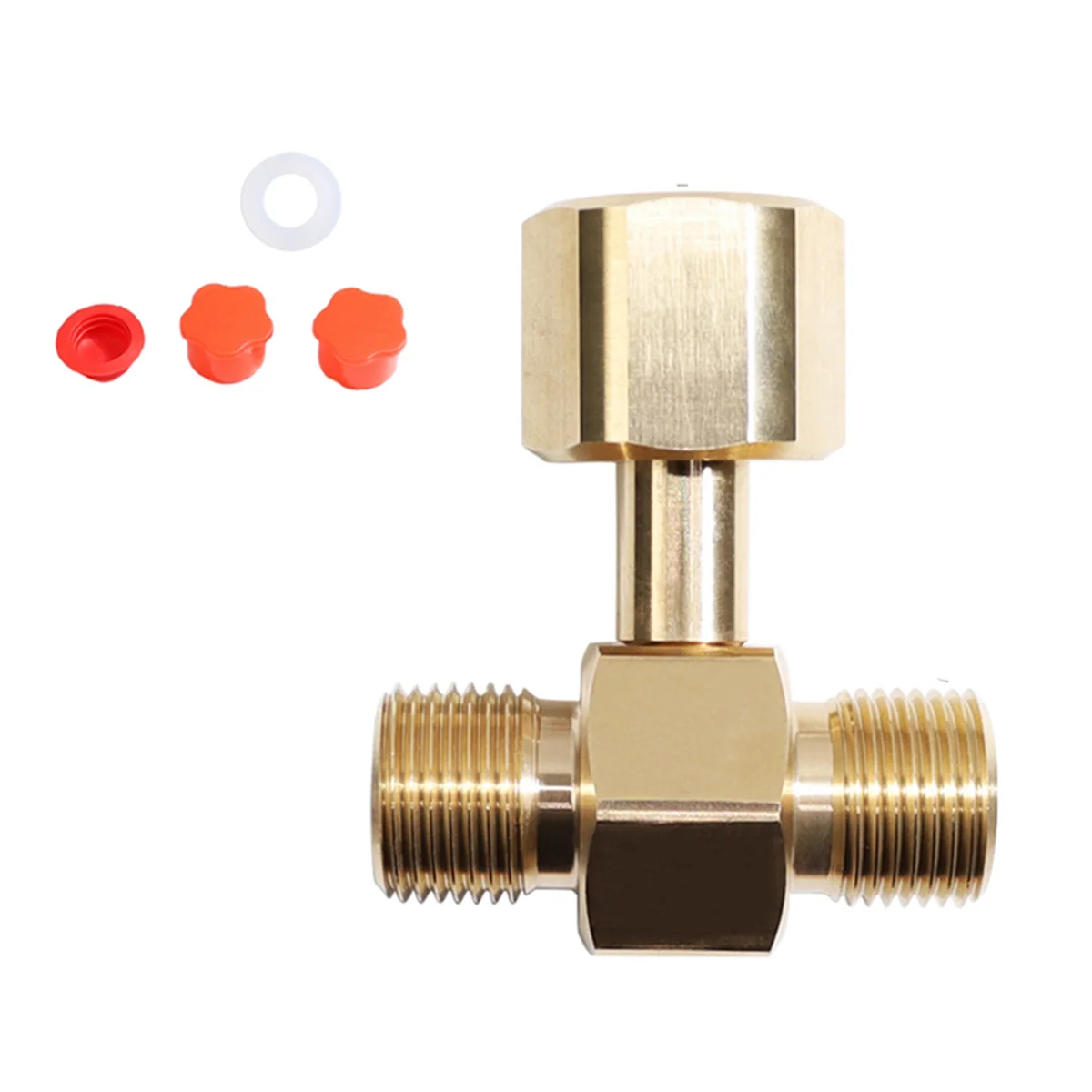 CO2 Tank Adapter,Soda Cylinder Brass CO2 Cylinder Tank CGA320 Adapter Converter Tee Adapter T-Adapter 1 to 2 CGA320 Vogue