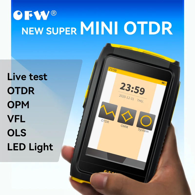 OFW Mini OTDR Active Fiber Live Test 1550nm 20dB Optical Fiber Reflectometer Touch Screen OPM VFL OLS Fiber Tester SC Connector