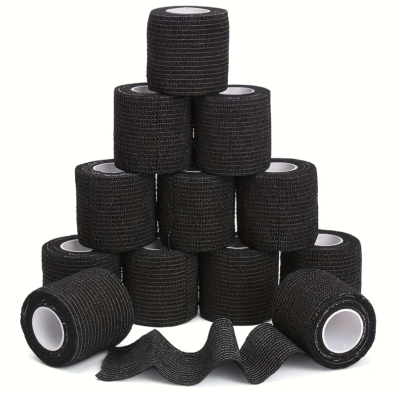 3-48pcs Black Tattoo Grip Bandage Cover Wraps Tapes Nonwoven Waterproof Self Adhesive Finger Protection Tattoo Accessories