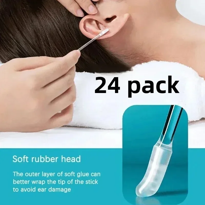 

a box of sticky ear digging spoons, ear picking tools, special ear picking cleaners, ear digging spoons that do not hurt the ears, and a box of 24 ear picking cotton swabs.hit product