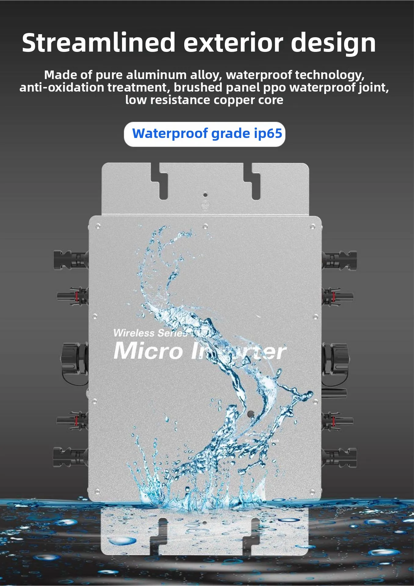 WVC-1400W عاكس صغير عالي الكفاءة - كشف الجهد التلقائي المدمج في MPPT لأنظمة ربط الشبكة الشمسية