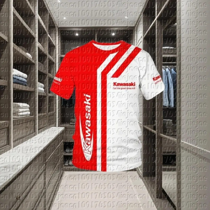 

Kawasaki Motorcycle Racing 3D Printed Men's T-shirt Quick Drying Clothing Loose Sportswear Oversized Casual Short Sleeve For Men
