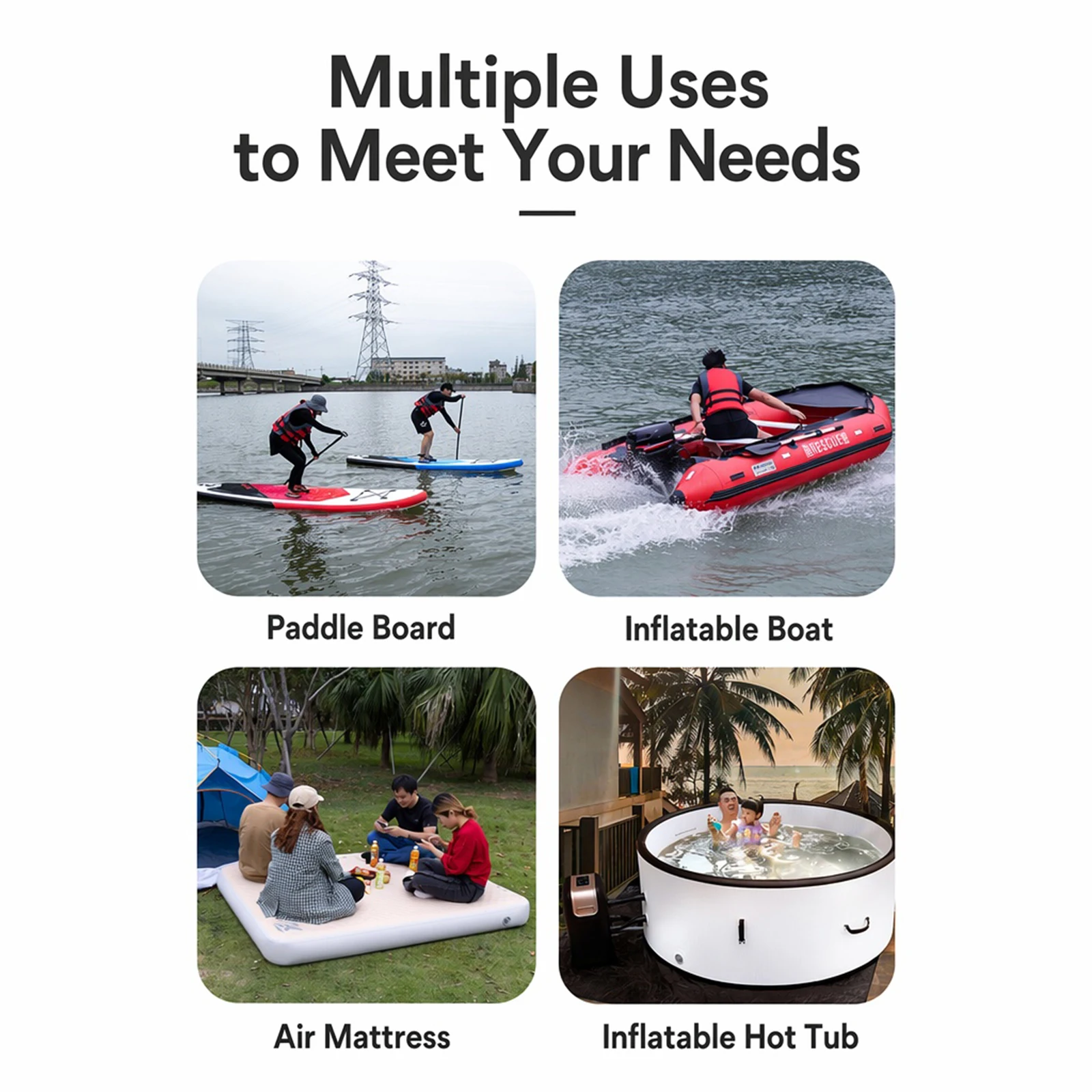 Inflatable Kayak Pump for Paddleboard Dual Action 2-Way Inflate Deflate with Precision Gauge