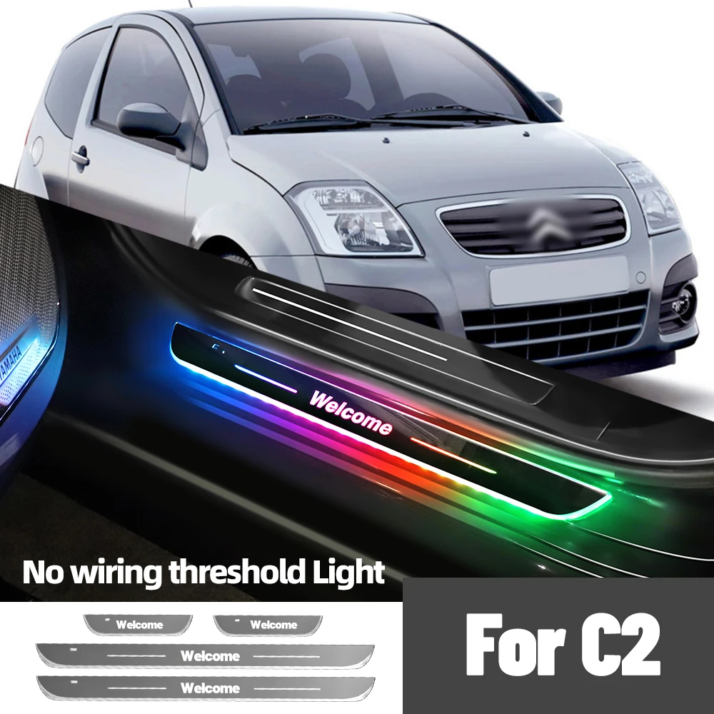 For Citroen C2 2003-2009 2005 2006 2007 2008 Car Door Sill Light Customized Logo LED Welcome Threshold Pedal Lamp Accessories