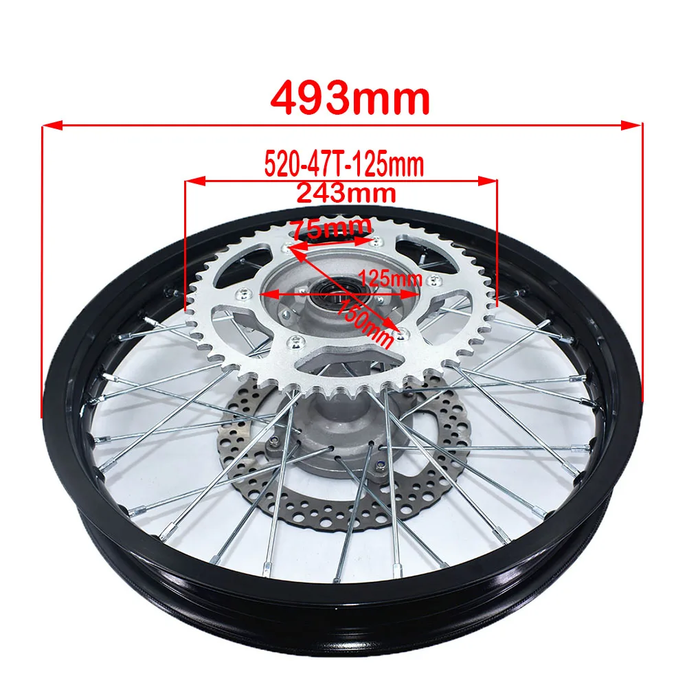 Motorcycle 2.15-18 inch Rear Rims Aluminum Alloy Wheel Rims with Sprocket brake disc For CRF250R/X CRF450R/X Motorcycle Bike