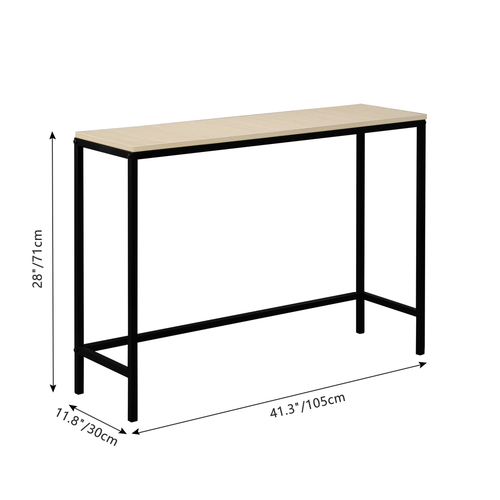 Industrial Style Porch Table Single Layer Light Walnut Color Triamine Board