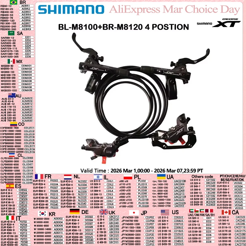 

Shimano XT SLX M8120 M7120 M6120 MT420 4 Piston Mountain Bike Bicycle Hydraulic Disc Brake For MTB Bike Downhill D03S N03A N04C