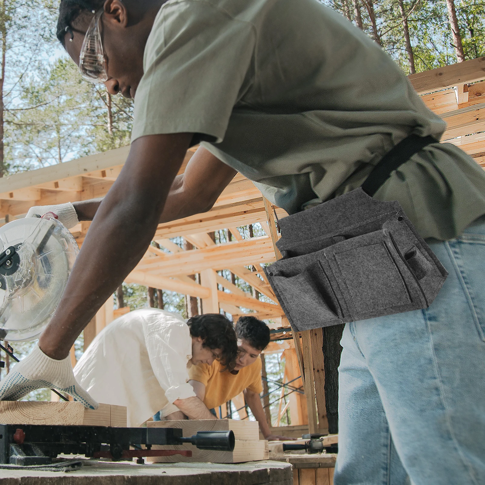 

Nail Waist Bag Tool Belt Pouch Thickened Large Capacity Gray Adjustable Size Carpenters Electricians Utility Storage Work