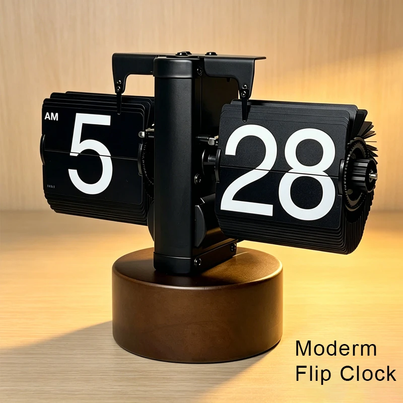 

Retro Flip Page Desk Clock, Minimalist Home Table Clock Vintage Pendulum Desktop Flip Clock for Home Office Decor