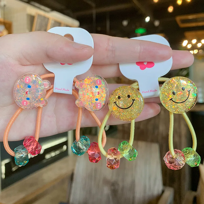2 teile/satz Kinder Cartoon Kaninchen Elastische Haar Gummibänder Glitter Blume Haar Krawatte Für Mädchen Nette Haar Seil Kinder Haar Accessoire – Detail 4
