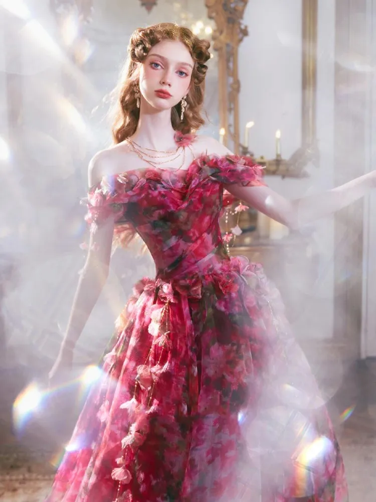 Een nieuwe bloemenproosterjurk met één schouder voor de prestaties van het coming-of-age ceremonie