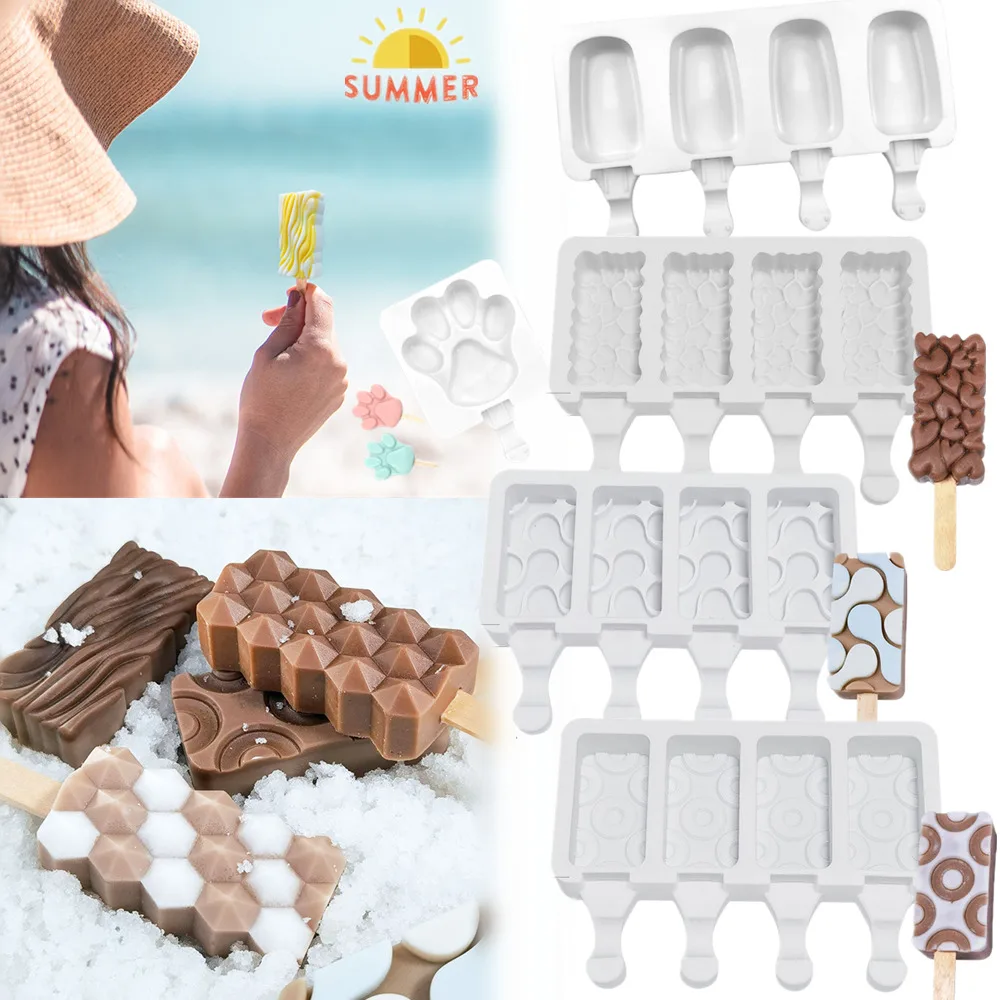 

Silicone Popsicle Mold Ice Cream Mould Summer DIY Homemade Ice Cube Tray Ice Block Frozen Fruit Juice Dessert Maker Tool