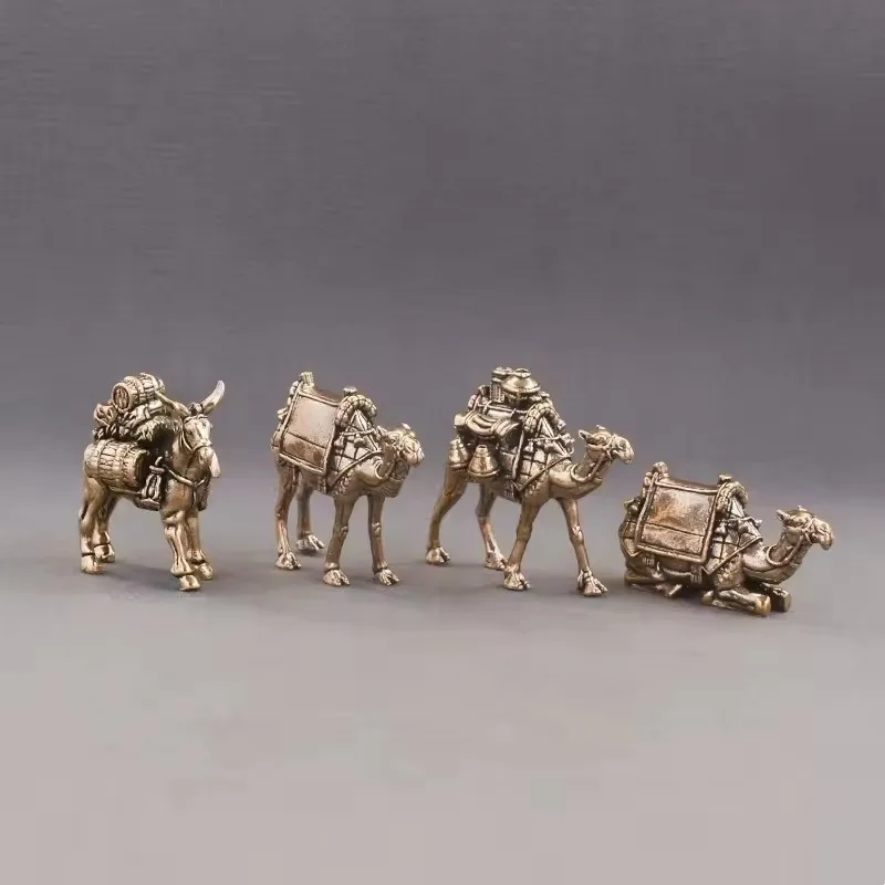 Vintage Brass Camel Figurine Miniature Desktop Craft Home Decor Heavy Cute Animal Statue Home Accessories